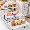 3-Tier Plastic Serving Tray Dessert Server Display Serving Stand Dinnerware with 3 Rectangular Plastic Serving Platters Metal Stand for Entertaining F