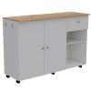 Edmond Two Piece Kitchen Set, Kitchen Island + Kitchen Pantry, White / Light Oak