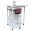 Foldable With Wooden Handle Semicircle Dining Cart With Round Stools White Replacement code: 37144410