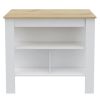 California Two Piece Kitchen Set, Kitchen Island + Kitchen Pantry , White /Light Oak