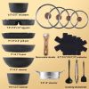17 Pcs Non-Stick Pots and Pans, Non-toxic Kitchen Cooking Set with Stay-Cool Handles, Black