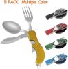 4-in-1 Portable Stainless Steel Cutlery with Fork, Spoon, Knife, and Bottle Opener - Lightweight, Detachable