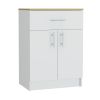 Victoria Two Piece Kitchen Set, Kitchen Island + Kitchen Pantry, White / Light Oak