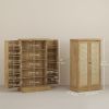 41" Rattan Kitchen Storage Cabinet, Food Pantry Cabinet with 5-Tier Shelf 12 Spice Racks Adjustable Shelves Natural