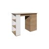 Allen 47" Wide Kitchen Island One Cabinet and Five Shelves, Bar Table, Dinning Table. Pub Table White- Natural Oak