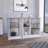 Mars Kitchen Island 2 Cabinets, 3 Open Shelves, White / Natural Oak