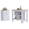 California Two Piece Kitchen Set, Kitchen Island + Kitchen Pantry , White /Light Oak