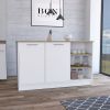 Mars Kitchen Island 2 Cabinets, 3 Open Shelves, White / Natural Oak
