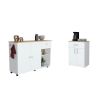 Victoria Two Piece Kitchen Set, Kitchen Island + Kitchen Pantry, White / Light Oak