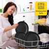Large Kitchen Wheat Straw Dinnerware 16PCS Set Unbreakable Plates and Bowls Indoor Outdoor Kitchen Plastic Reuasble Plates and Bowls Dinner Dishes Set