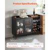 Wine Cabinet, Coffee Bar Cabinet with 9 Wine Bottle Racks, Modern Buffet Sideboard with Glass Holder, Adjustable LED Brightness, for Home Kitchen