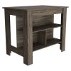 Dark Brown 3-Shelf Kitchen Island