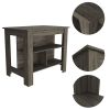 Dark Brown 3-Shelf Kitchen Island