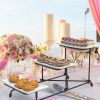 3-Tier Plastic Serving Tray Dessert Server Display Serving Stand Dinnerware with 3 Rectangular Plastic Serving Platters Metal Stand for Entertaining F