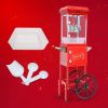 Popcorn Machine with Cart, with Wheels & 6 Oz Pot Popcorn Maker Stainless Steel Oil Spoon