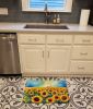 Kansas Sunflowers in Watercolor Memory Foam Kitchen Mat Machine Washable Anti-Fatigue Mat Cushion Comfort Bath Mat or Kitchen Rug