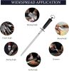 12 inch Japanese Honing Steel - Round Diamond Knife Sharpening Rod, Professional High Carbon Sharpener with ABS Handle & Powerful Magnet