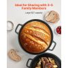 Cast Iron Dutch Oven, 2-in-1 Pre-Seasoned Pot with Skillet Lid, 5QT Cookware Pan with Proofing Basket, Bread Baking Accessories