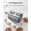 Automatic Ice Cream Maker with Built-in Compressor, 2 Quart No Pre-freezing Fruit Yogurt Machine, Stainless Steel Electric Sorbet Maker