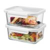 4Cup Rectangle Glass Food Storage Container with Tritan Lid. Set of 2, 4 Pieces, Designed to Help with Pantry Storage and Everyday Organization