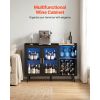 Wine Cabinet, Coffee Bar Cabinet with 9 Wine Bottle Racks, Modern Buffet Sideboard with Glass Holder, Adjustable LED Brightness, for Home Kitchen