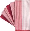 Premium Kitchen Towels (20'x 28', 6 Pack) | Large Cotton Dish Towels | Flat & Terry Highly Absorbent Kitchen Linen Set with Hanging Loop | Red