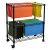 storOceanstar Portable 2-Tier Metal Rolling File Cart, Black