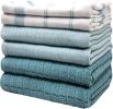Premium Kitchen Towels (20'x 28', 6 Pack) | Large Cotton Dish Towels | Flat & Terry Highly Absorbent Kitchen Linen Set with Hanging Loop | Teal Check