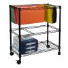 storOceanstar Portable 2-Tier Metal Rolling File Cart, Black