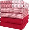 Premium Kitchen Towels (20'x 28', 6 Pack) | Large Cotton Dish Towels | Flat & Terry Highly Absorbent Kitchen Linen Set with Hanging Loop | Red