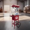 XH-P831-Movie Theater-Style Popcorn Machine Maker with Cart and 12-Ounce Kettle - Red, Vintage-Style Popper on Wheels