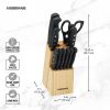 22-Piece Never Needs Sharpening Stainless Steel Knife Set with Tool Set Black