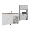 Edmond Two Piece Kitchen Set, Kitchen Island + Kitchen Pantry, White / Light Oak
