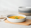 Mars Pasta Bowls Set of 4, 8.5 Inch Large Serving Bowls for Party, Big Salad Bowl Set, Bowl Set with Brown Speckled Design