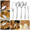 Mirdinner 65 Pcs Silverware Set with Serving Set for 12, Stainless Steel Flatware Cutlery Set Contains 5 Pcs Serving Set, for Home