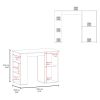 Allen 47" Wide Kitchen Island One Cabinet and Five Shelves, Bar Table, Dinning Table. Pub Table White- Natural Oak