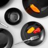 Dinnerware Sets, Fine Porcelain Dinnerware Sets, Plates and Bowls Sets, Dishes, 12-Piece Service for 4, Black