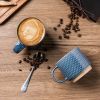 12 OZ Stackable Coffee Mugs, Ceramic Coffee Mugs with Texture Patterns for Man,Woman,Dad,Mom