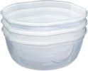 4.7 Qt Bowl, Large Airtight Food Storage Container, Latching Lid, Microwave and Dishwasher Safe, Clear With Red Gasket, 4-Pack