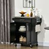 HOMCOM Kitchen Island on Wheels, Rolling Kitchen Cart with Stainless Steel Countertop, Drawer, Towel Rack and Spice Rack, Utility Storage Trolley