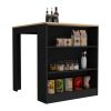 Milos Kitchen Island Table, Two Legs, Three Side Shelves