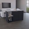 Coral Kitchen Island with Large Countertop, Open Storage Shelves and Double Door Cabinet