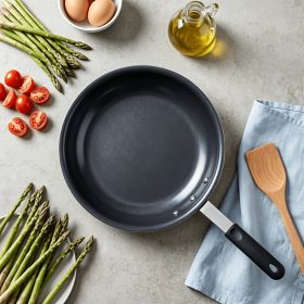 Ceramic Nonstick Egg Pan, Aluminum Frying Pan with Stainless Steel Base, Oven Safe, Dishwasher Safe Skillet (Color: Black, size: 12IN)