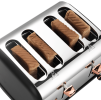 PS628T  Retro Toast Machine 4-piece Electric Griddle Sandwich Black SUS304 Food Grade 6-browning Levels 1.5-inch Super Wide Slot 3 Functions-Defrost/R