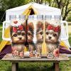1pc Cute Bow Yorkshire Terrier Tumbler, Floral Printed Stainless Steel Car Cup, Adorable Pet Water Bottle for Dog Lovers, Portable Girly Travel Mug