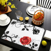 Spring Floral Pattern Heat Insulation Placemats, Washable Linen Texture Table Mats for Kitchen and Dining Room
