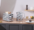 PS625 Zebra text   2 Slice Bread Machine Electric Griddle Sandwich Zebra text SUS304 Food Grade 6 Browning Levels 1.5-Inch Ultra-Wide Slot 3 Functions