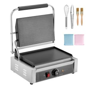 Commercial Panini Grill, 1800W Electric Sandwich Panini Maker, Stainless Steel Sandwichs Press Grill with Handle and Temp Control (Pan Size: 13 x 9 in, Power: 1800 W)