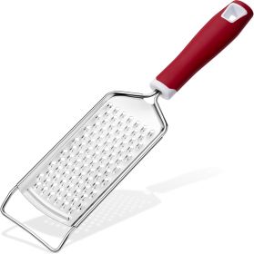 Professional Cheese Graters for Kitchen Stainless Steel Handheld, Metal Lemon Zester Grater With Handle For Cheese, Chocolate, Spices (Color: Red)