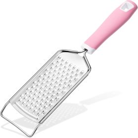 Professional Cheese Graters for Kitchen Stainless Steel Handheld, Metal Lemon Zester Grater With Handle For Cheese, Chocolate, Spices (Color: Pink)